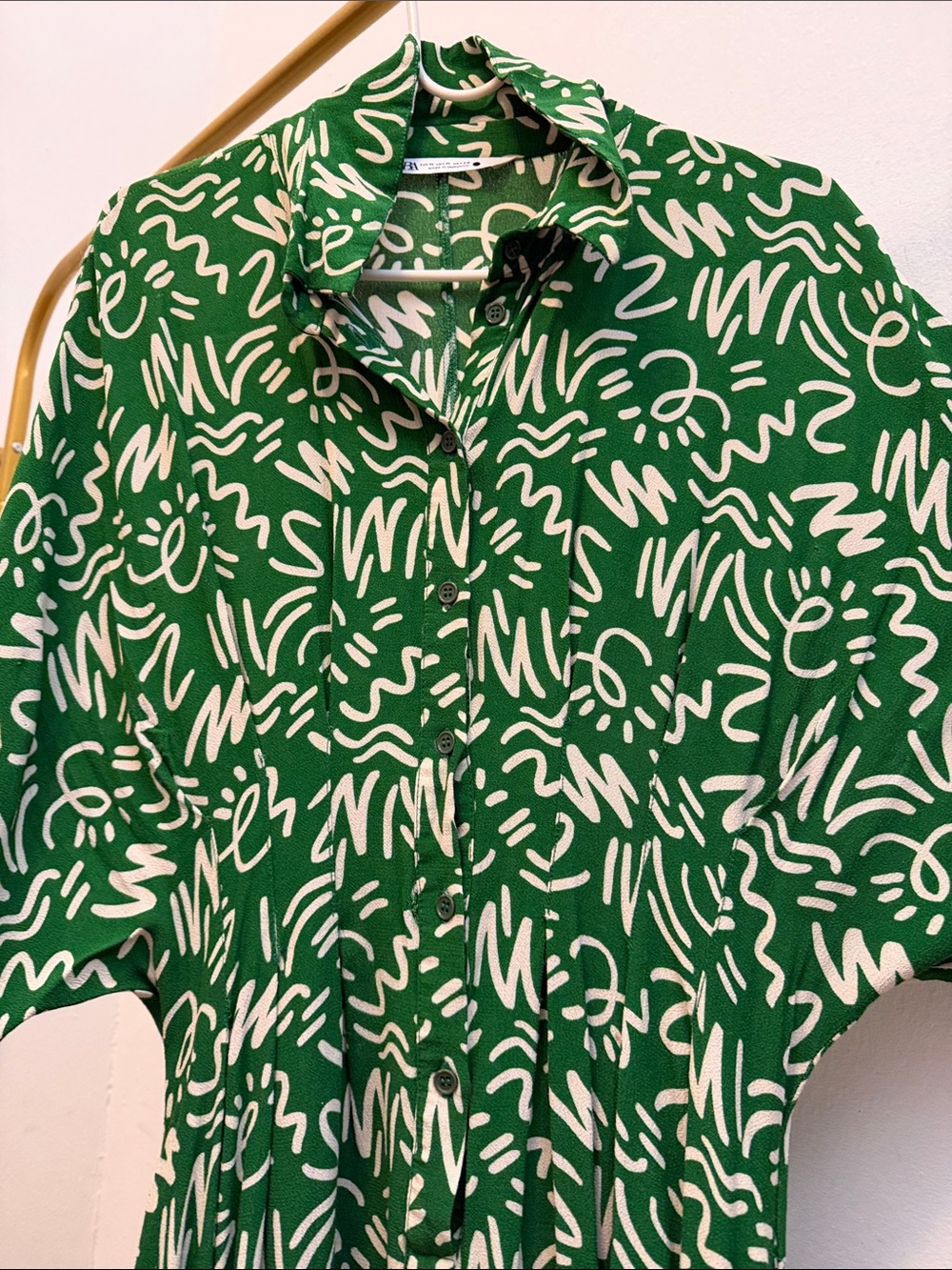 Zara Green Printed V-Neck Maxi Dress - Unbranded - Picture 7 of 16